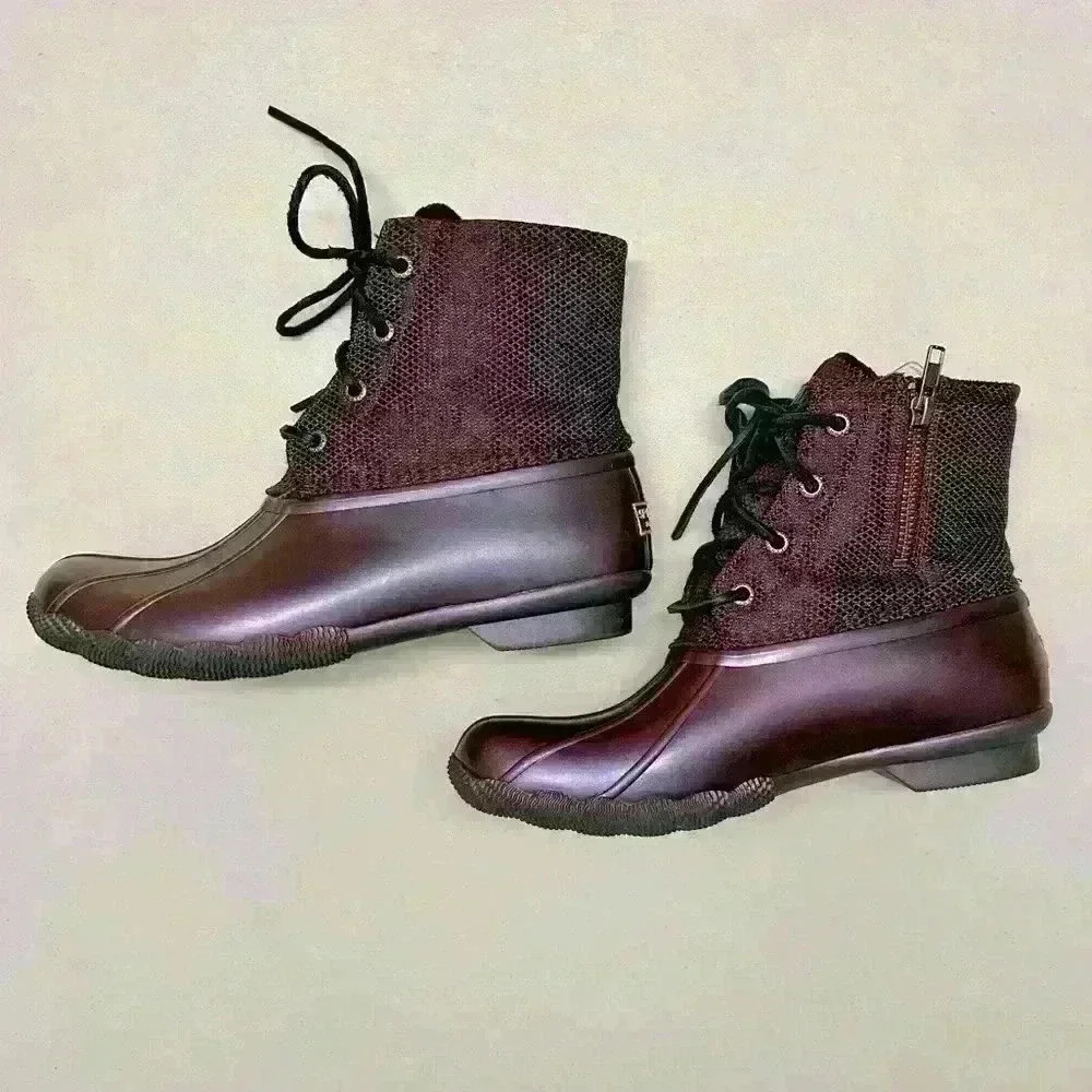 Sperry Waterproof Metallic Grape Rubber Duck Boot Sz 7 - Picture 2 of 7